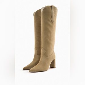 Suede high heel cowboy boots
